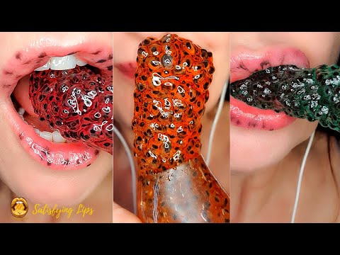 ASMR Trying FROG EGGS Frozen HONEY JELLY Recipe HONEY Eating Sounds 새소리 병