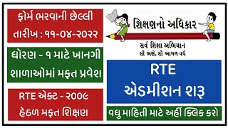 RTE Admission 2022-23 Gujarat important Date | RTE Document List | પ્રાઈવેટ સ્કૂલમાં મફત શિક્ષણ મળશે