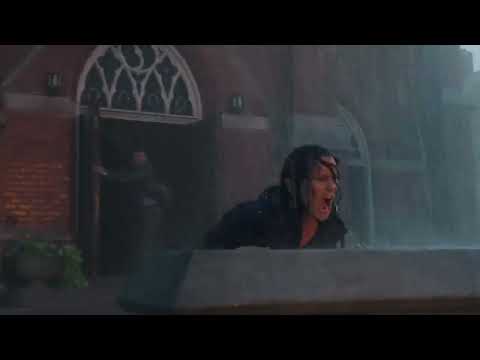 Into the Storm genre collage: school bleachers, storm chaser truck, and blackened sky