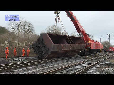 Schwere Bergung in Elze: DB Notfalltechnik im Einsatz nach Güterzugentgleisung