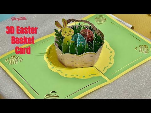 3D Easter basket pop up card . How to make easter card for step by step.