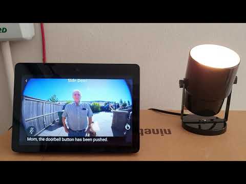 Automatic video doorbell display with a personalized doorbell pushed message and a flashing light