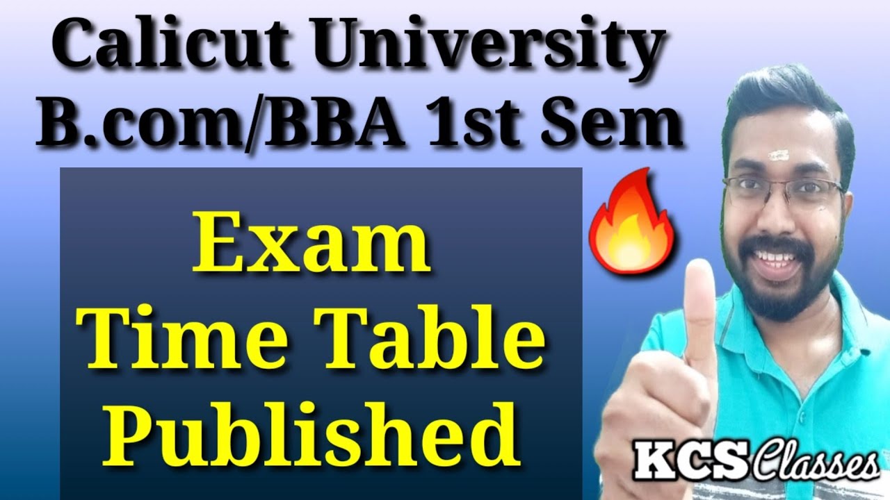 Exam Time Table Published|Calicut University B.com/BBA 1st Semester 