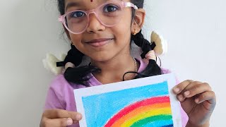 🌈 Easy Rainbow Art with Oil Pastels. #kidart #oilpastel #screenfreeplay #easydrawing#curiouskid  