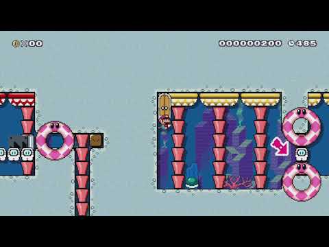 「持った時のメットの浮力ᐳ水圧」？ by α's_First - Super Mario Maker【Wii U】 No Commentary 1by