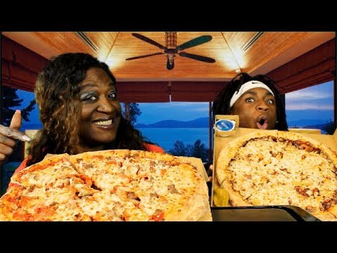 PIZZA MUKBANG| BBQ CHICKEN PIZZA| MEATS PIZZA| ICE...