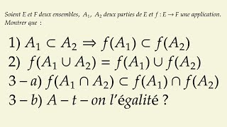 Properties of the direct image of a set by an application