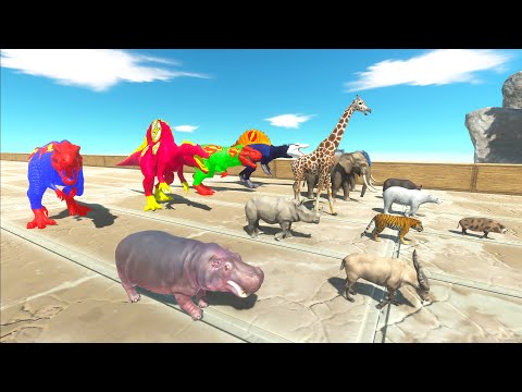 SUPERHEROES DINOSAURS CATCHES ANIMALS IF SLOW RACE - Animal Revolt Battle Simulator