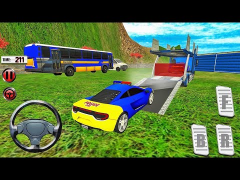 NYPD Police Modern Car Transporter - Offroad Multi Trailer Truck Driving  - Android Gameplay