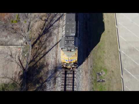 Aerial Video of Union Pacific Freight Train