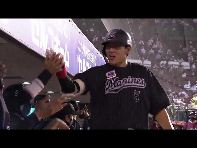 【5回表】マリーンズ・安田 ライトスタンドへ同点に追いつくソロホームランを放つ!! 2021/8/27 E-M