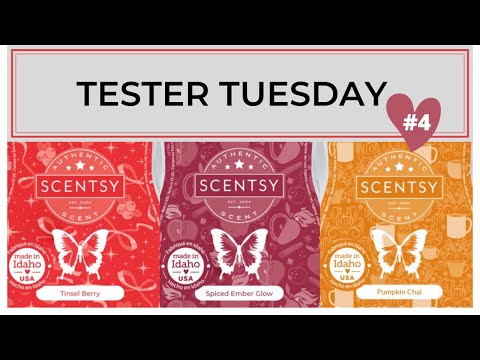 New SCENTSY FW Tester Tuesday - Tinsel Berry, Spiced Ember Glow, and Pumpkin Chai - Round 4