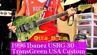 Video thumbnail for 1996 Ibanez USRG 30 TransGreen with BlackStar HT 1R Head with Iso Cab SM57 MXL R40 Ribbon Mic by Kabbalahist