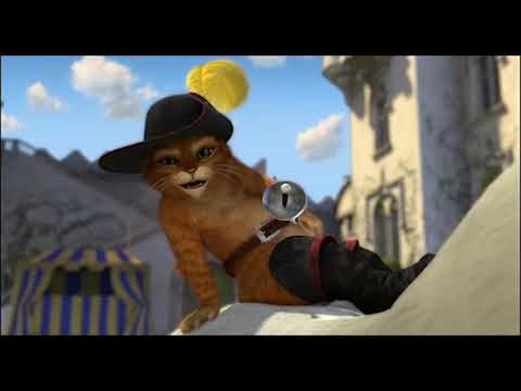 Shrek 2 trailer collage matching chase and ballroom scenes to needle-drops