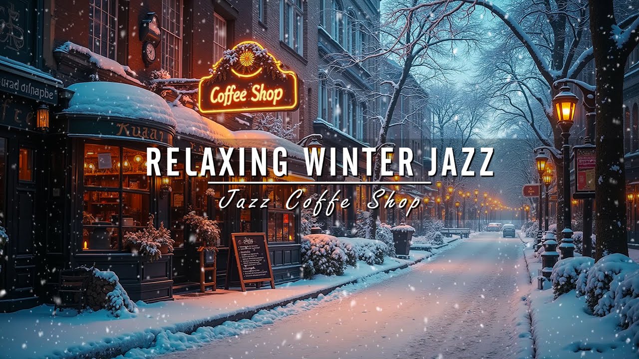 Relaxing Winter Night Cafe Ambience ❄☕ Sweet Cozy Piano Jazz Instrumental Music for Deep Sleep