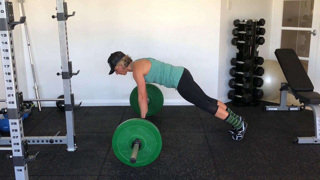 Barbell alternating single leg planks
