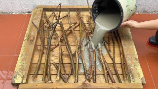 Decorate Your Home From Wood Pallet,Twigs And Cement .Making Coffee Table - Chai