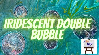 3D Double Iridescent Bubbles Acrylic Pour Painting |Fluid Art|