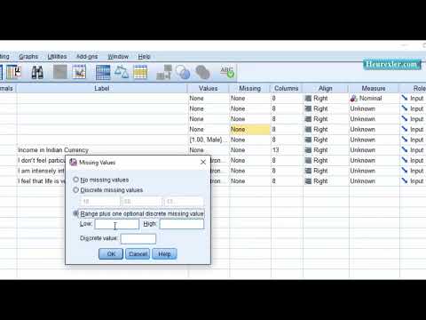 011 Spss Defining Missing Values Discrete Range System Missing Values