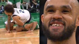 Derrick White chips his tooth and Jaylen Brown calls him ugly in Game 5 😂