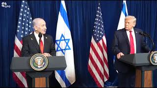 ראש הממשלה בנימין נתניהו ונשיא ארה״ב דונלד טראמפ מסרו הצהרות משותפות בתום פג
