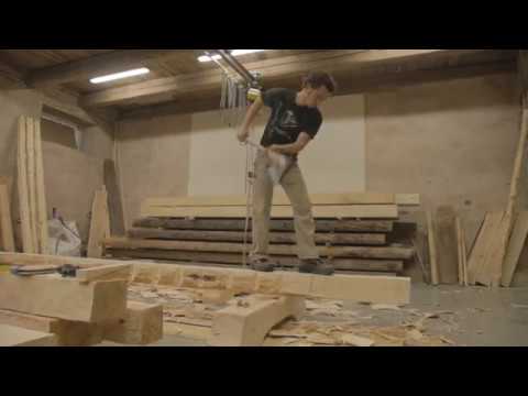 French carpenter Mourad Manesse hewing axe skills