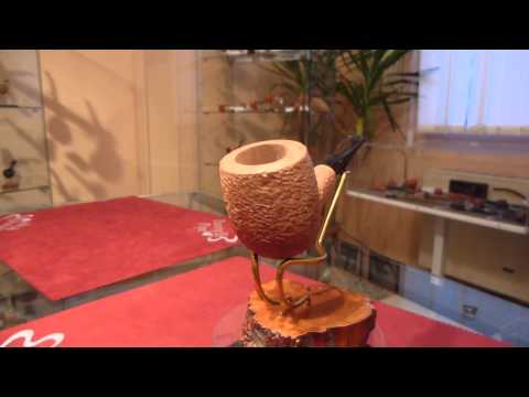 Pipa in radica billiard rusticata natural - www.paronellipipe.it