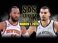 San Antonio Spurs Vs New York Knicks Full Game Highlights March 1 2026 NBA Season