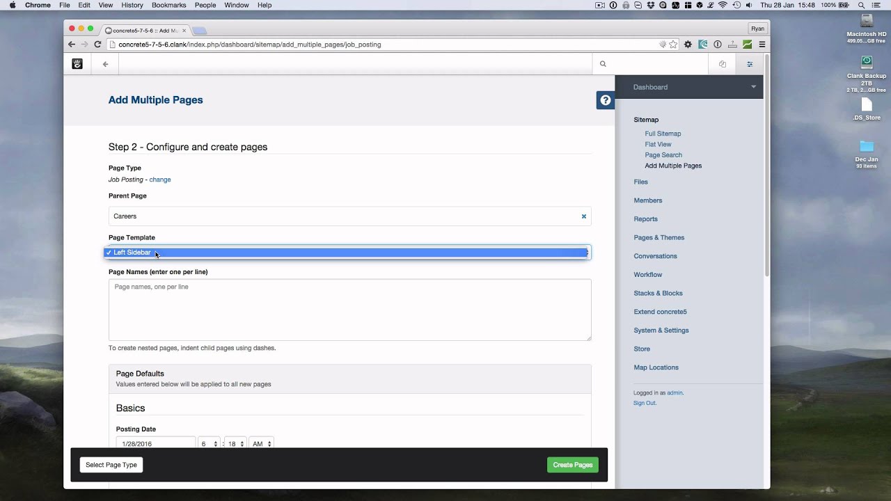 Using the Add Multiple Pages add-on for Concrete CMS