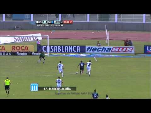 Gol de Acuña. Belgrano 1 - Racing 4. Fecha 9. Torneo Primera División 2014. FPT.