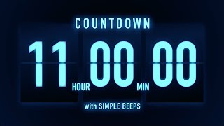 11 Hours Flip Clock Timer / Simple Beeps 🔵