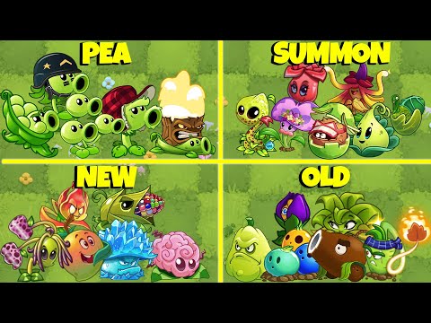 PvZ 2 - Random 4 Team PEA x NEW x SUMMON x OLD Plants Vs All Zombies Battlez - Who Will Win?