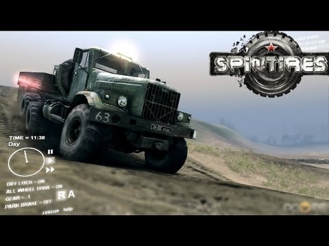Spin Tires Dev Demo July 2013 - Kraz + Trailer Test Drive