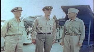 US Admiral Chester W. Nimitz and US Fleet Admiral Ernest King aboard a cruiser of...HD Stock Footage