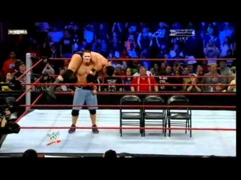 John Cena Attitude Adjustment to Wade Barrett on Six Chairs