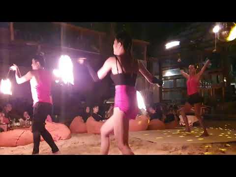 Fire show at OCSEN Beach Bar & Club Phuquoc island Vietnam.ベトナムのフーコック島のバーのファイヤーショー