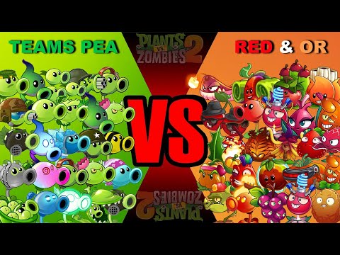 Teams PEA vs ORANGE & RED Plants  - Who Will Win ?  PvZ 2 Team Plant Vs Team Plant