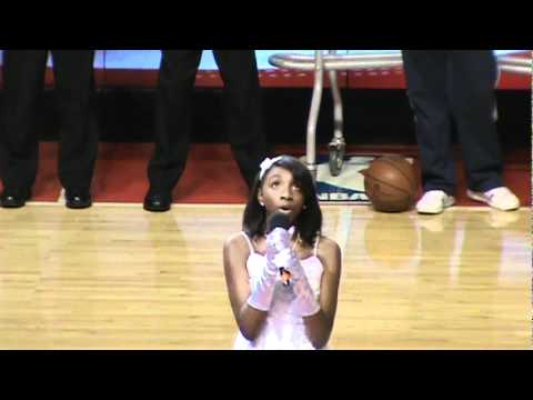 13 year old Micah Hudgins singing the National Anthem for the Detroit Pistons 1/7/2012