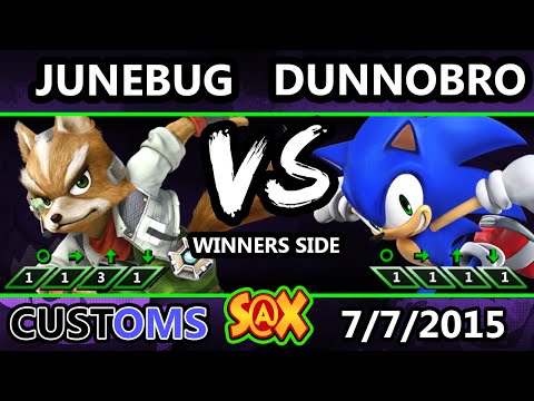 S@X 105 Customs - VGz | Junebug (Fox) Vs. DunnoBro (Sonic, Mario) SSB4 - Smash Wii U - Smash 4