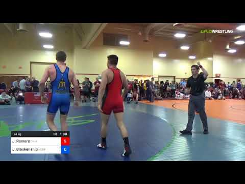 2018 Marine Corps US Open/UWW Junior Freestyle 74 Rnd Of 32 - Jason Romero (CMWC) Vs. Johnny Blank