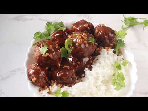 STICKY THAI CHICKEN MEATBALLS WITH PEANUT SAUCE | THAI CHICKEN MEATBALLS RECIPE