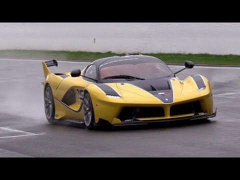 Woman Drives a $3.0M Ferrari FXX K in the RAIN!