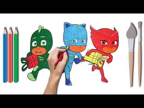How To Draw and Colors Pj Masks Gekko Catboy and Owlette Finger Family Nursery Rhymes
