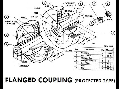 FLANGED COUPLING 2D MALAYALAM TUTORIAL