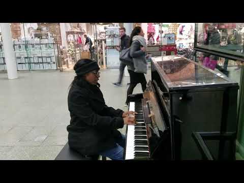 The JamPAC on Elton John's piano at St. Pancras Station London