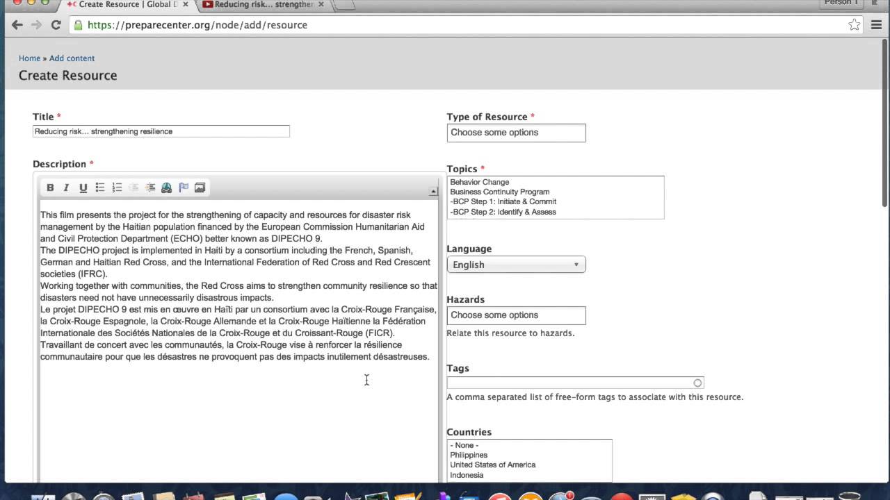 How to add a video as resource to Preparecenter.org