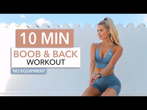 Фитнес 10 MIN BOOBS & BACK — tighten your chest + improve your posture / No Equipment I Pamela Reif
