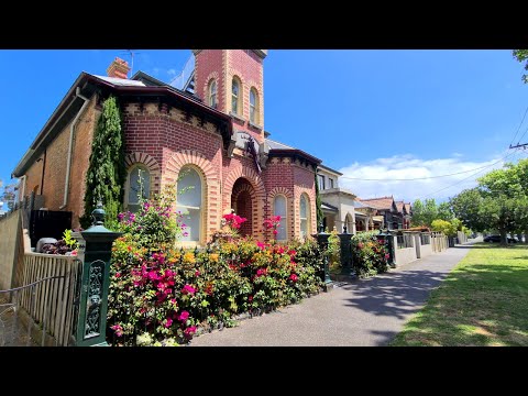 Subúrbio de Middle Park, passeio a pé em Melbourne Austrália 4K