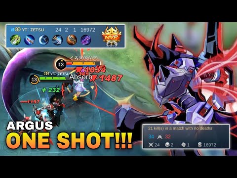 24 KILLS!!! ARGUS ONE SHOT BUILD | TOP GLOBAL ARGUS BUILD | MOBILE LEGENDS