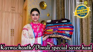 Karwachauth/diwali special Flipkart Saree haul/(kanjiram, silk, Georgette, banarsi, ptola)saree haul